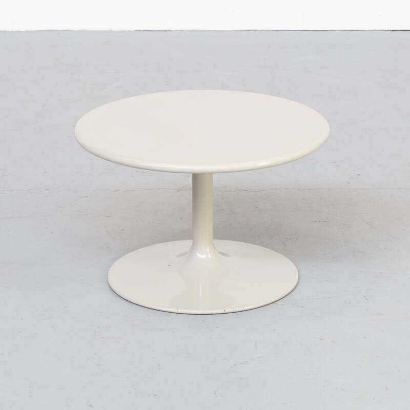 Vintage round side table in wood and metal by Pierrre Paulin for Artifort 1980s