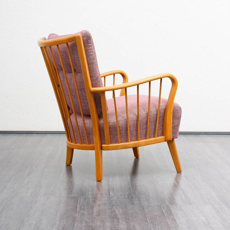 Armchair in rosequartz fabric and beech - 1950s