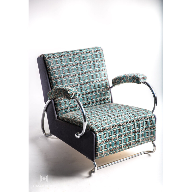 Paire de fauteuils vintage en tissu Backhausen de Hynek Gottwald Tchécoslovaquie 1930