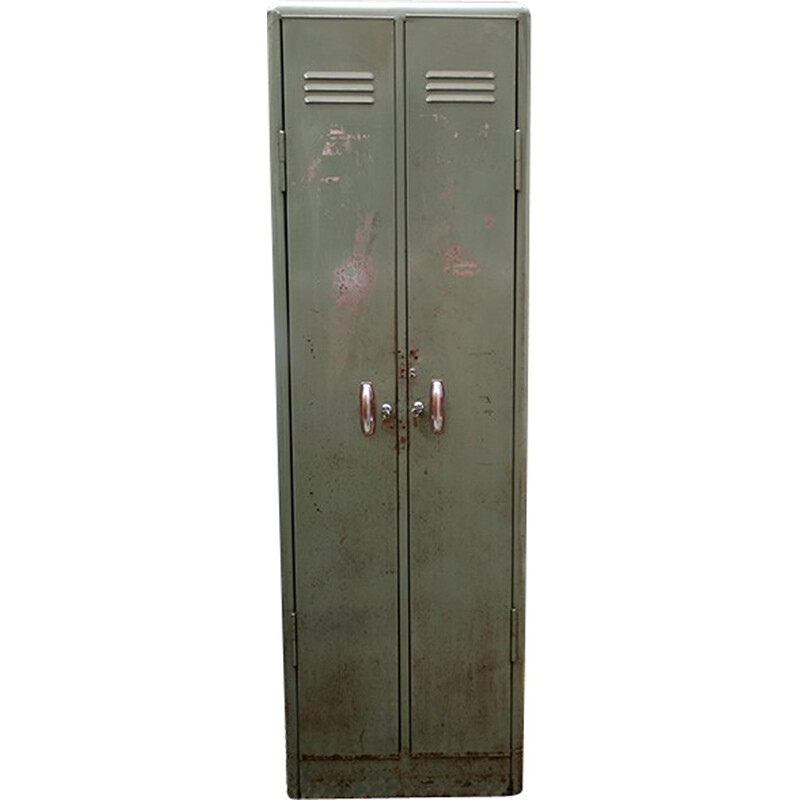 Mid-century cloakroom in metal with two doors - 1950s