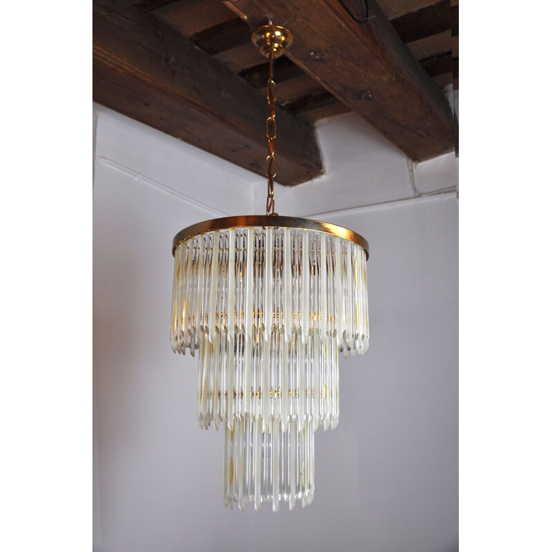 Vintage Venini chandelier 3 levels Italy 1970s