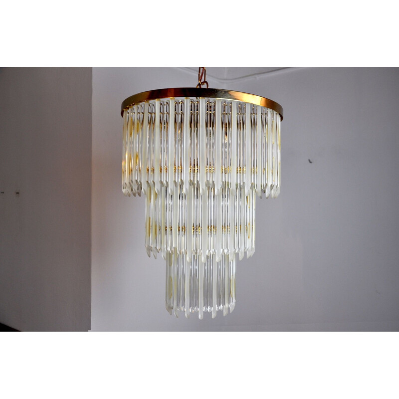 Vintage Venini chandelier 3 levels Italy 1970s