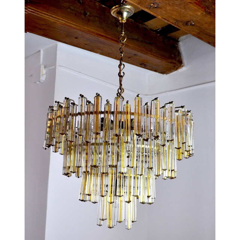 Vintage chandelier Paolo Venini  two-tone 4 levels Italy 1970s