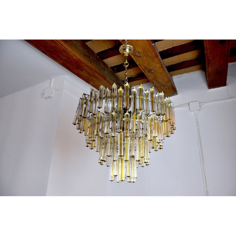 Vintage chandelier Paolo Venini  two-tone 4 levels Italy 1970s