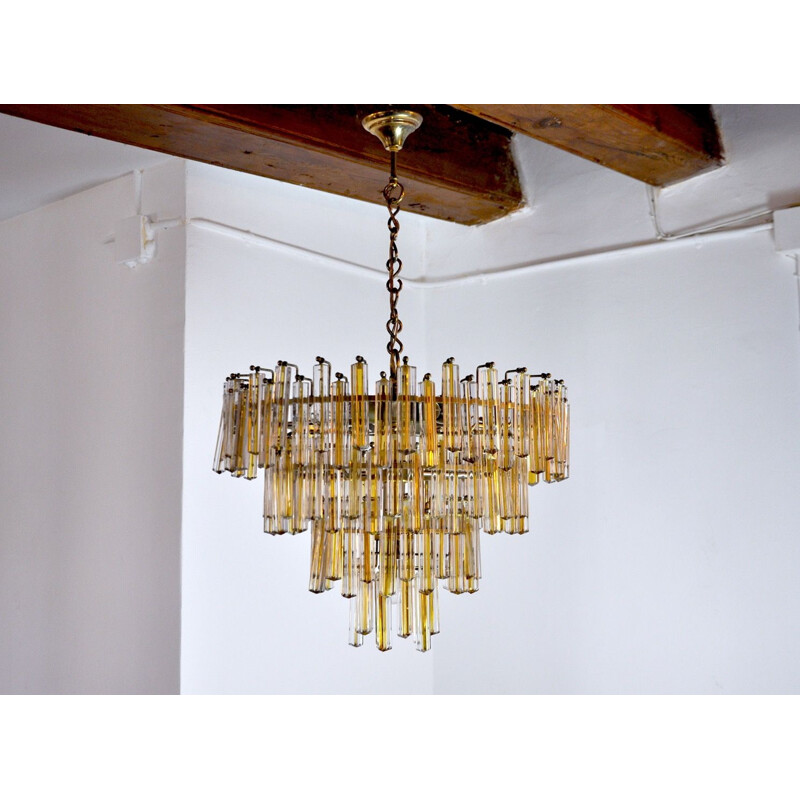 Vintage chandelier Paolo Venini  two-tone 4 levels Italy 1970s