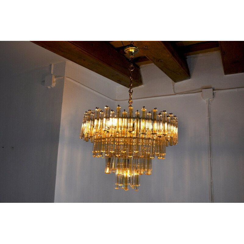 Vintage chandelier Paolo Venini  two-tone 4 levels Italy 1970s