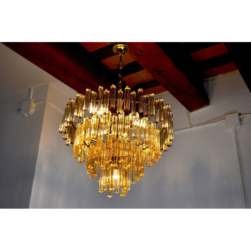 Vintage chandelier Paolo Venini  two-tone 4 levels Italy 1970s