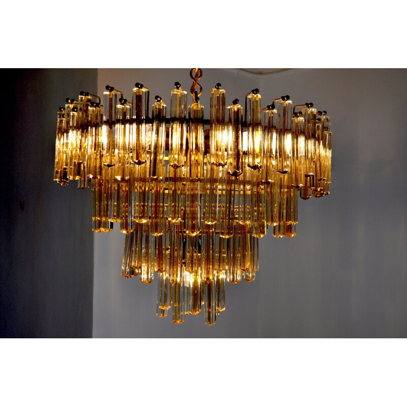 Vintage chandelier Paolo Venini  two-tone 4 levels Italy 1970s