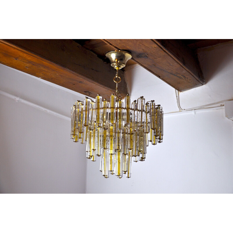 Vintage chandelier Paolo Venini two-tone 3 levels Italy 1970s