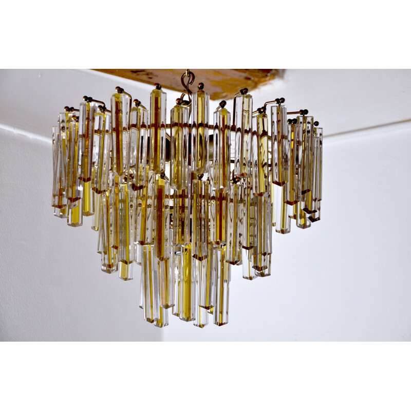 Vintage chandelier Paolo Venini two-tone 3 levels Italy 1970s
