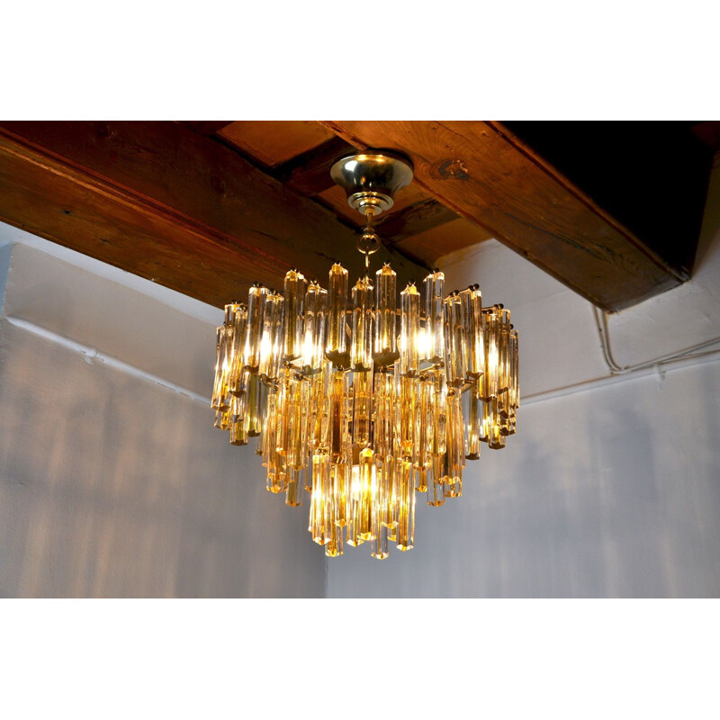 Vintage chandelier Paolo Venini two-tone 3 levels Italy 1970s