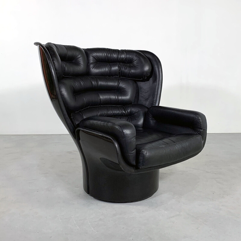 Vintage black Elda armchair by Joe Colombo for Comfort 1960s