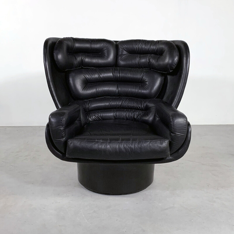 Vintage black Elda armchair by Joe Colombo for Comfort 1960s