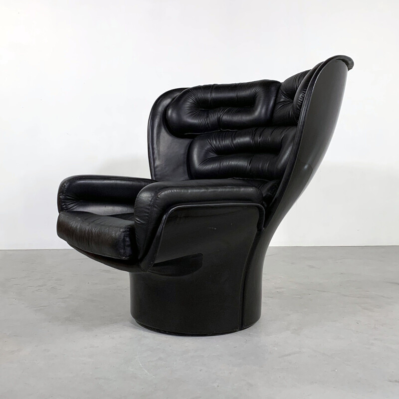 Vintage black Elda armchair by Joe Colombo for Comfort 1960s