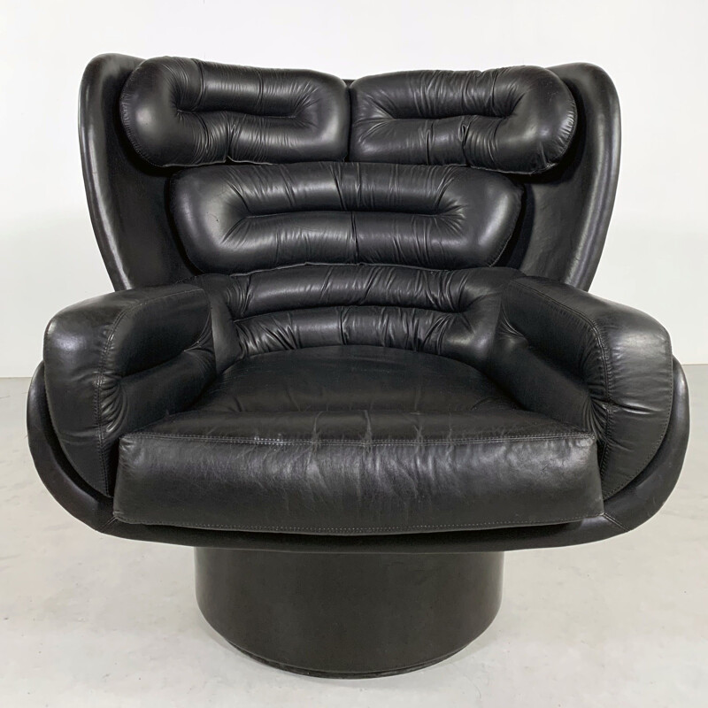 Vintage black Elda armchair by Joe Colombo for Comfort 1960s