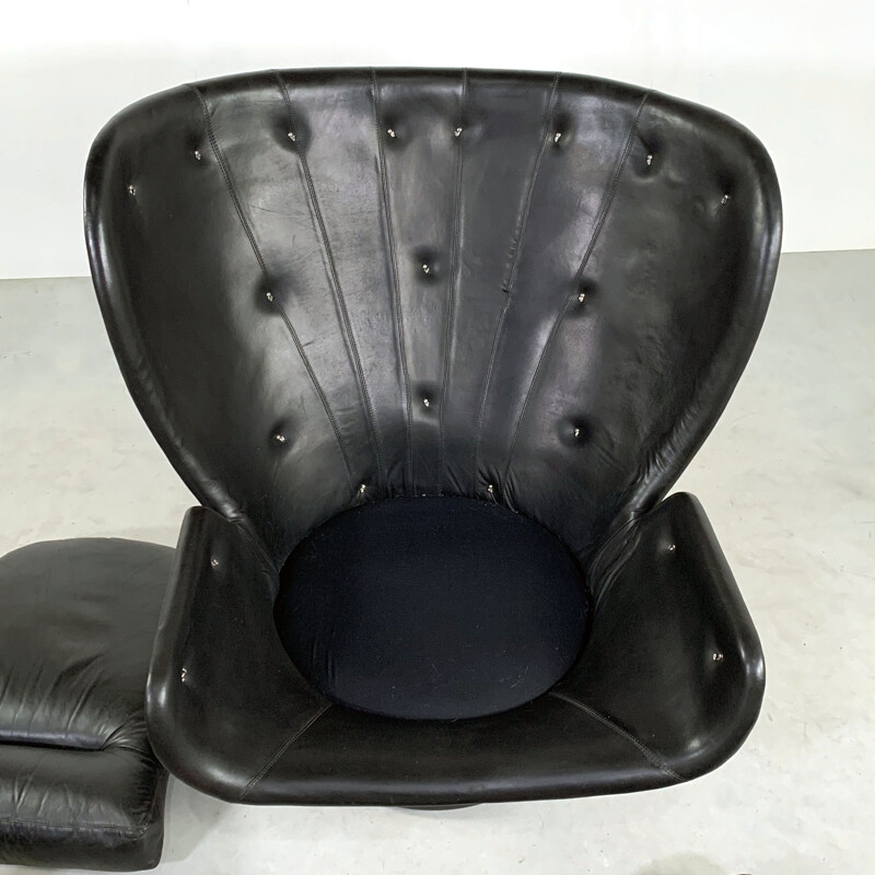 Vintage black Elda armchair by Joe Colombo for Comfort 1960s