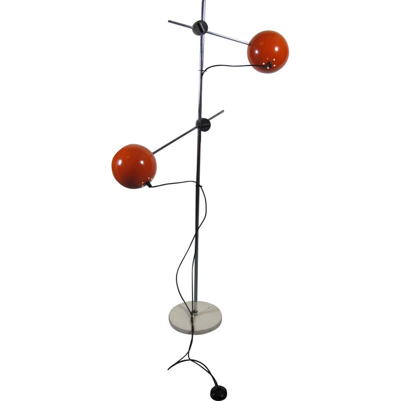 Lampadaire néerlandais orange en acier - 1970