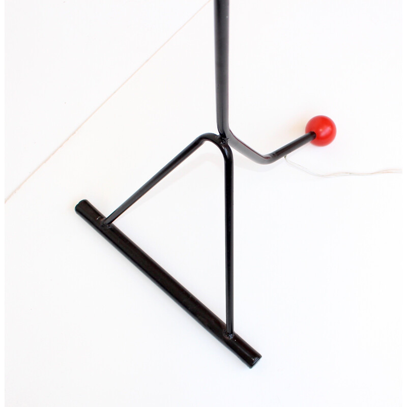 Dutch Hala Zeist red metal floor lamp - 1960s