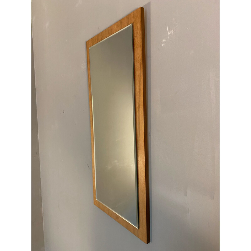 Scandinavian vintage mirror with a cutout on a wooden frame, 1960