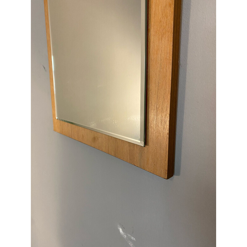 Scandinavian vintage mirror with a cutout on a wooden frame, 1960