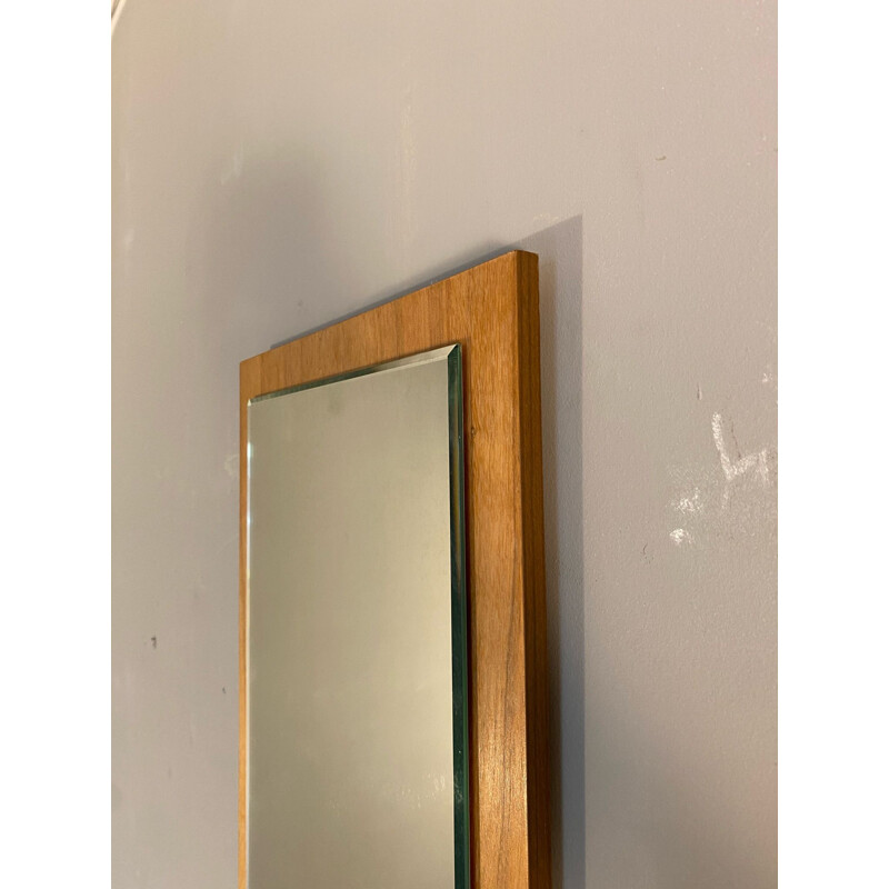 Scandinavian vintage mirror with a cutout on a wooden frame, 1960