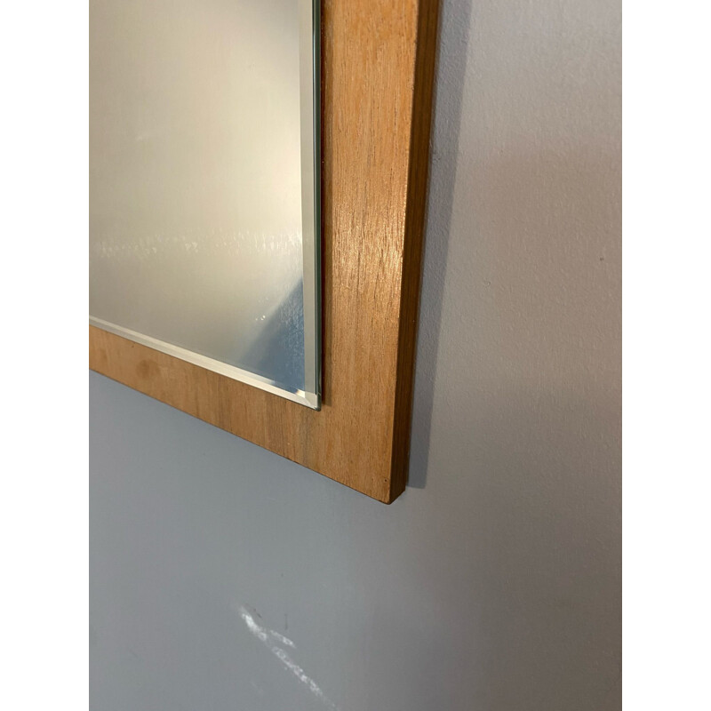 Scandinavian vintage mirror with a cutout on a wooden frame, 1960