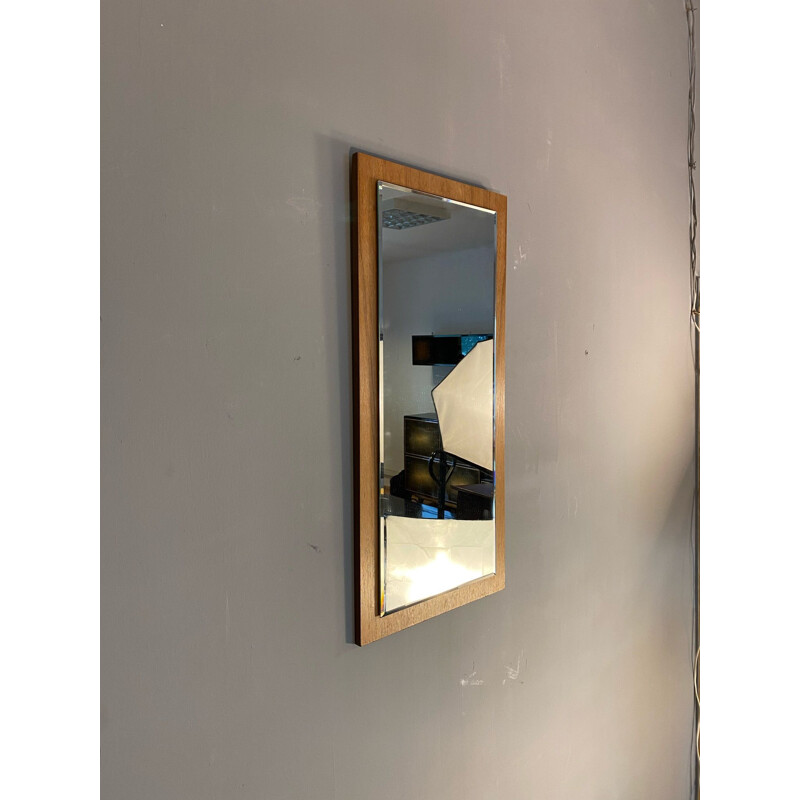 Scandinavian vintage mirror with a cutout on a wooden frame, 1960