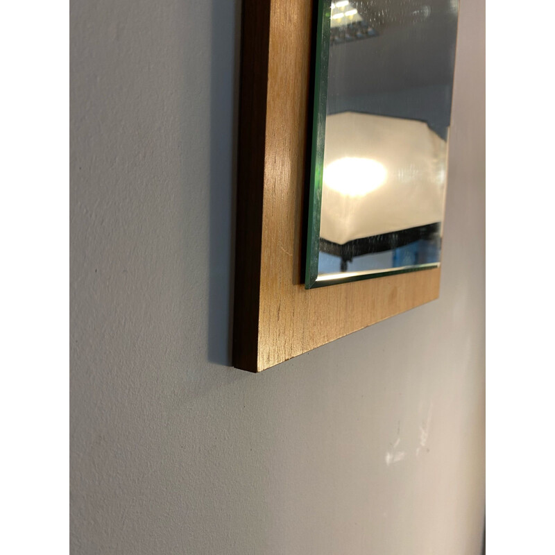 Scandinavian vintage mirror with a cutout on a wooden frame, 1960