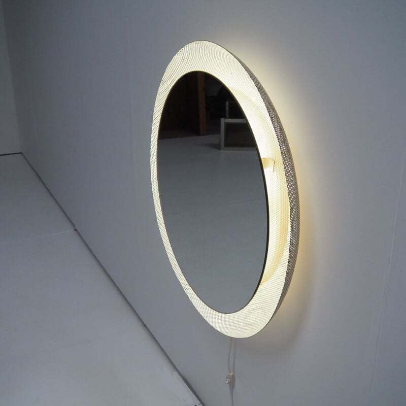 Vintage large mirror by Floris Fiedeldij for Artimeta Illuminated 1950s