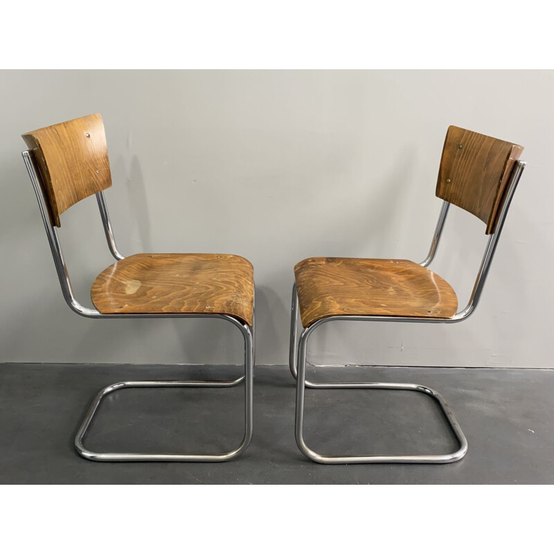 Pair of vintage Bauhaus B 43 chairs by Mart Stam for Robert Slezak - Licence Thonet-Mundus, Czechoslovakia 1932s