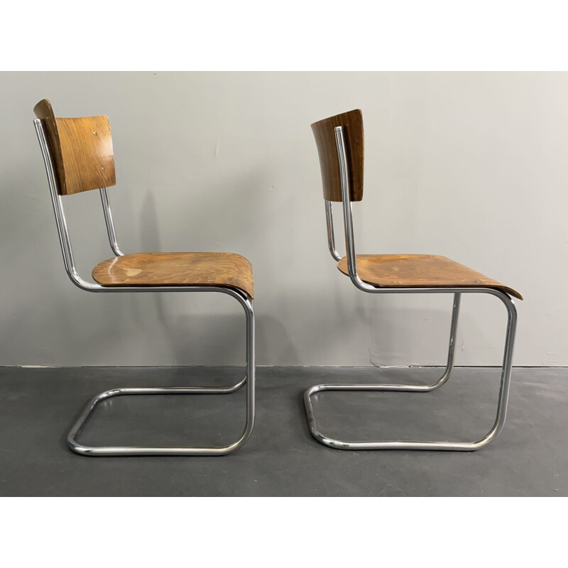 Pair of vintage Bauhaus B 43 chairs by Mart Stam for Robert Slezak - Licence Thonet-Mundus, Czechoslovakia 1932s