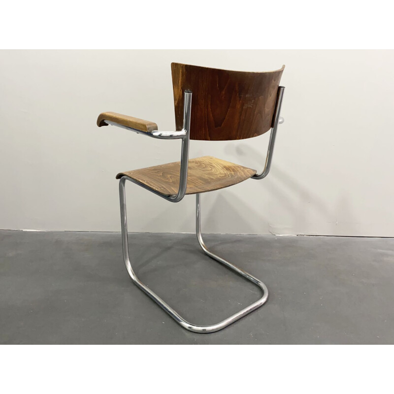 Vintage Bauhaus S 43 F stoel van Mart Stam voor Robert Slezak Licentie Thonet Mundus