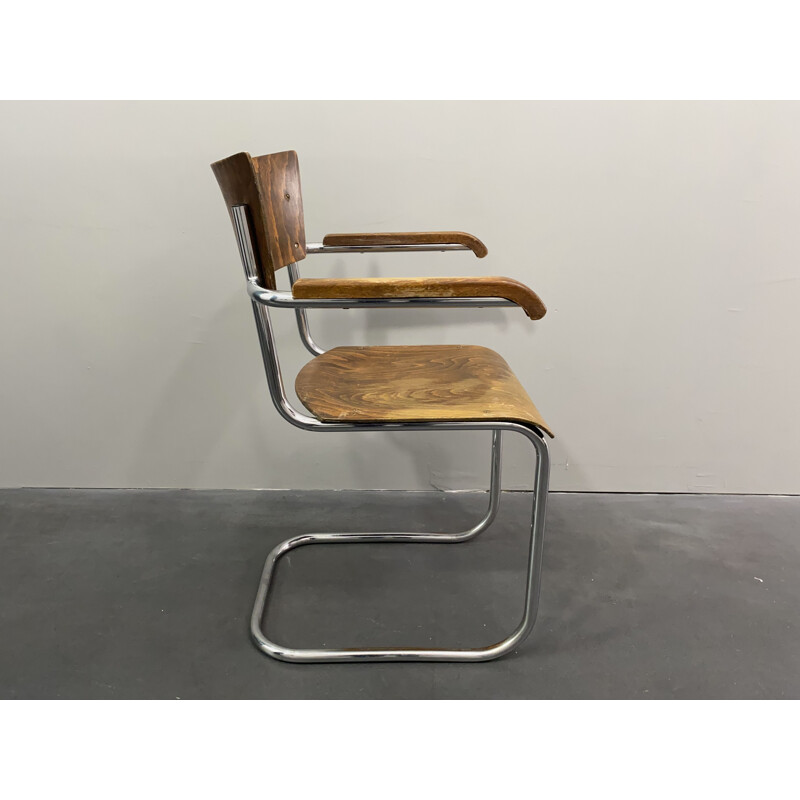 Vintage Bauhaus S 43 F stoel van Mart Stam voor Robert Slezak Licentie Thonet Mundus