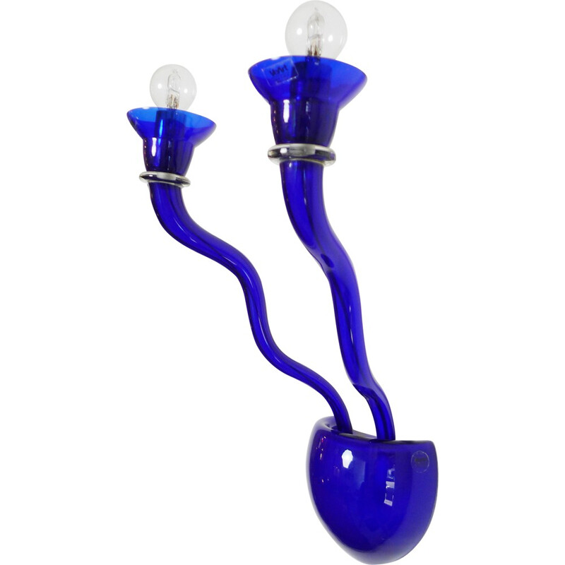 Candeeiro de parede de vidro Vintage Murano azul de Örni Halloween para Artemide, Itália 1990