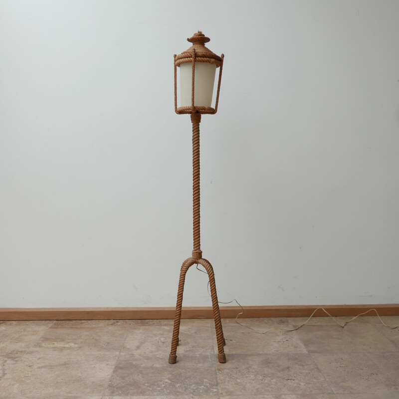 Vintage Audoux-Minet rope floor lamp France 1960s