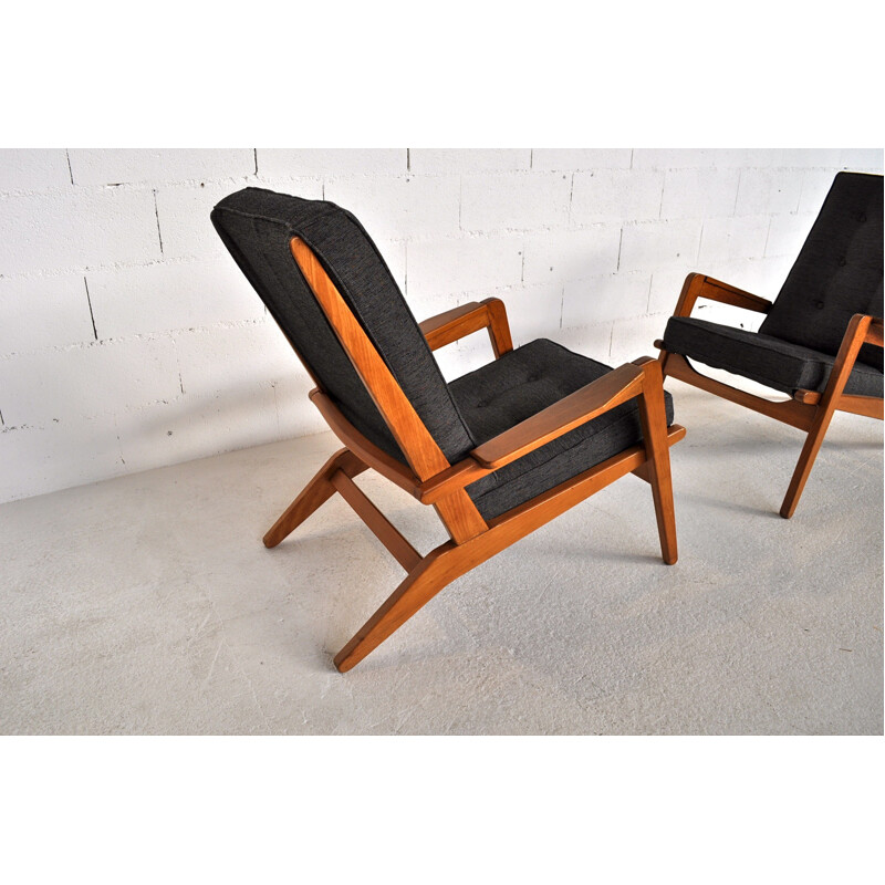 Pair of armchair "FS105", Pierre GUARICHE - 1940s