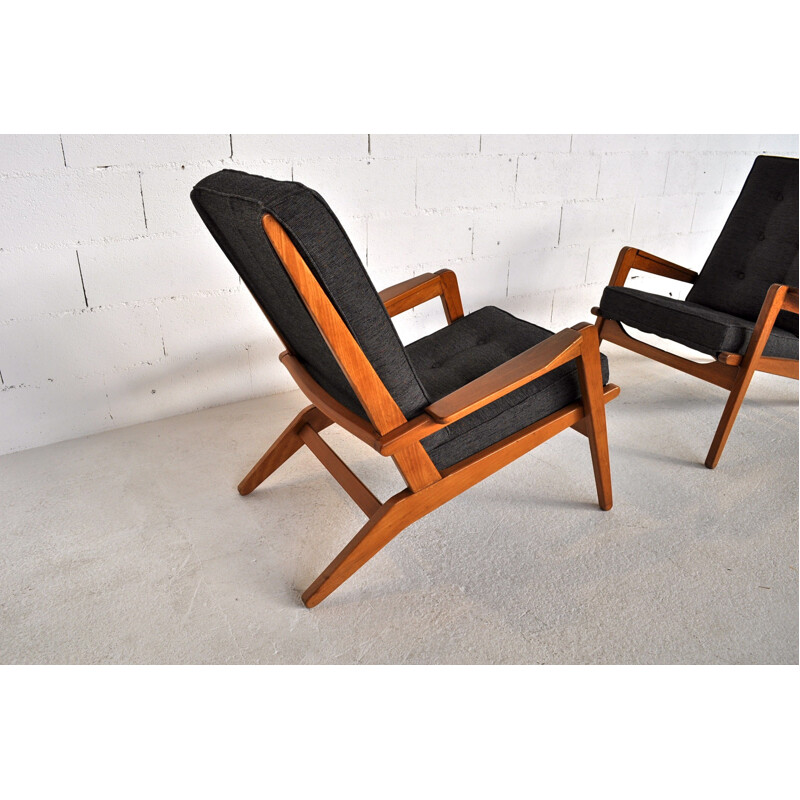 Paire de fauteuils "FS105", Pierre GUARICHE - années 40