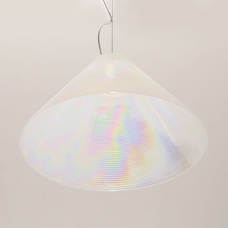 Vintage iridescent glass chandelier by Roberto Pamio for Leucos 1980s