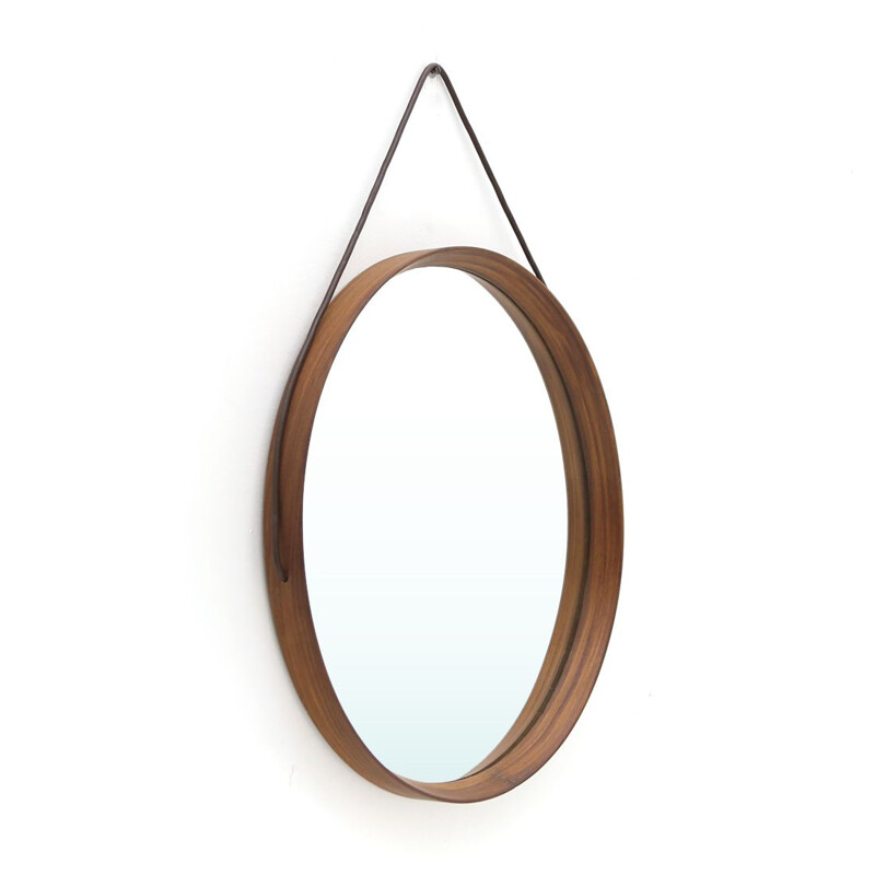 Vintage round mirror by Uno and Osten Kristiansson for Luxus, Sweden 1960