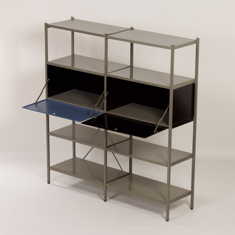 Roupeiro preto e azul Vintage modelo 663 de Wim Rietveld para Gispen, 1954