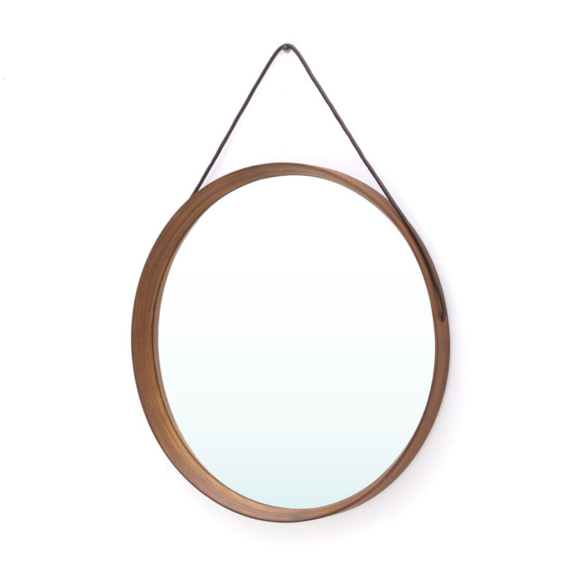 Vintage round mirror by Uno and Osten Kristiansson for Luxus, Sweden 1960