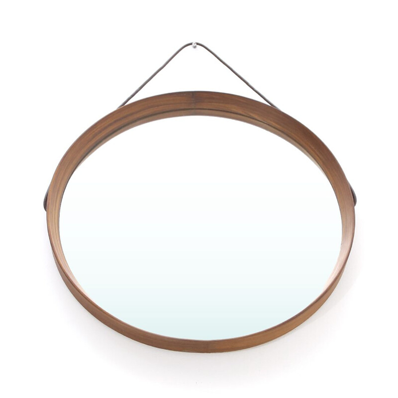 Vintage round mirror by Uno and Osten Kristiansson for Luxus, Sweden 1960