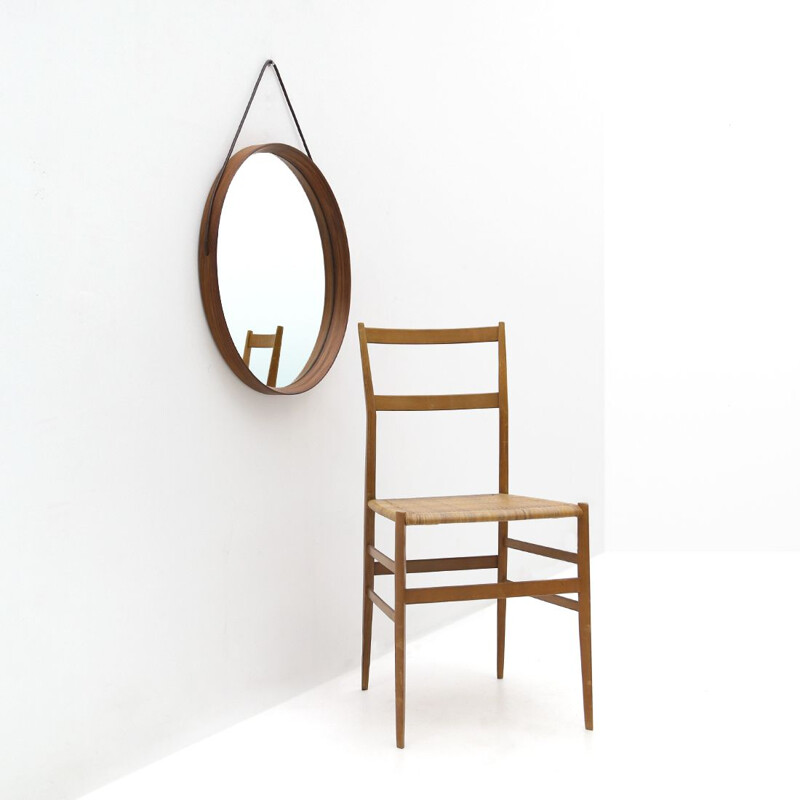 Vintage round mirror by Uno and Osten Kristiansson for Luxus, Sweden 1960