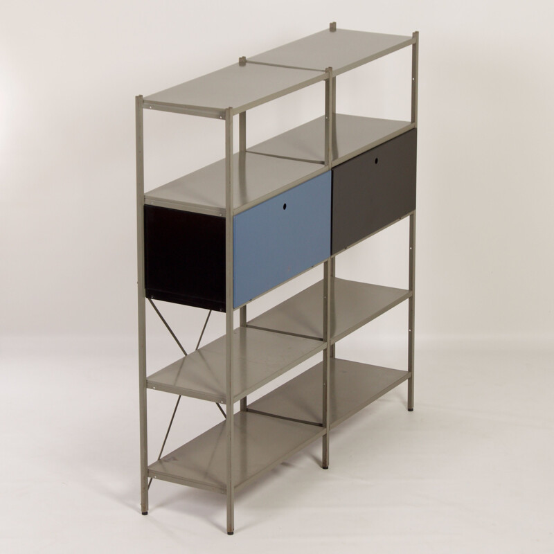 Armadio vintage nero e blu modello 663 di Wim Rietveld per Gispen, 1954