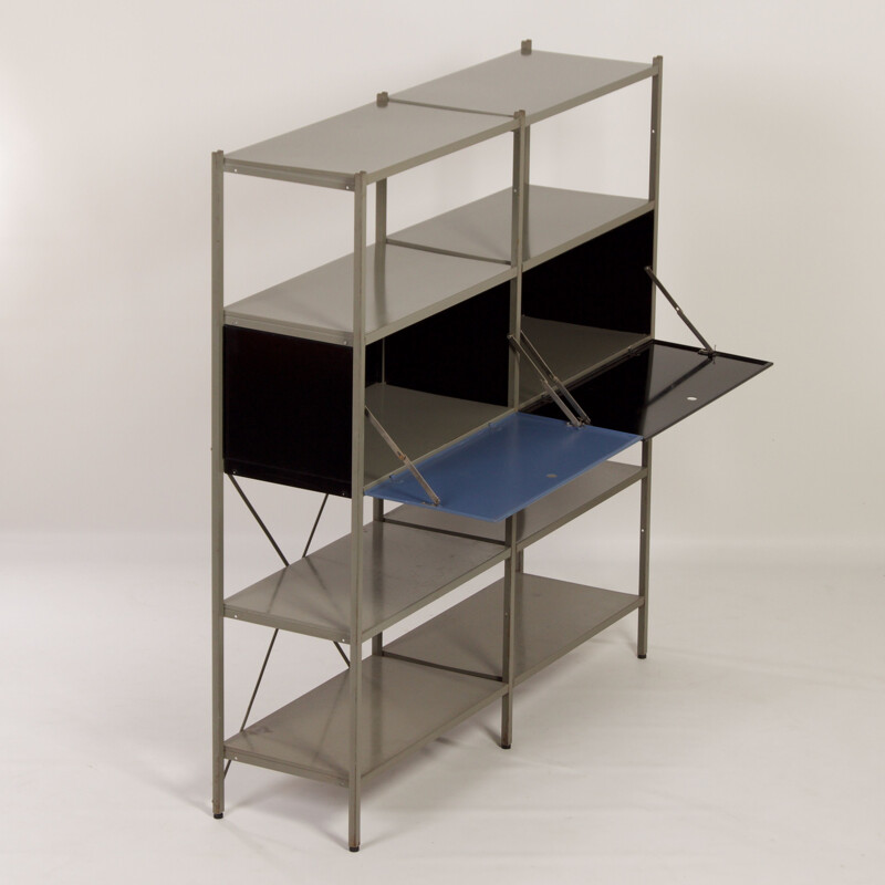 Roupeiro preto e azul Vintage modelo 663 de Wim Rietveld para Gispen, 1954