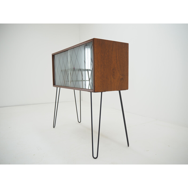 Armoire vintage en teck et verre recyclé Danemark 1960