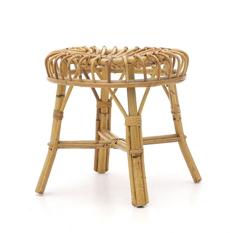 Vintage rattan stool Italy 1960s