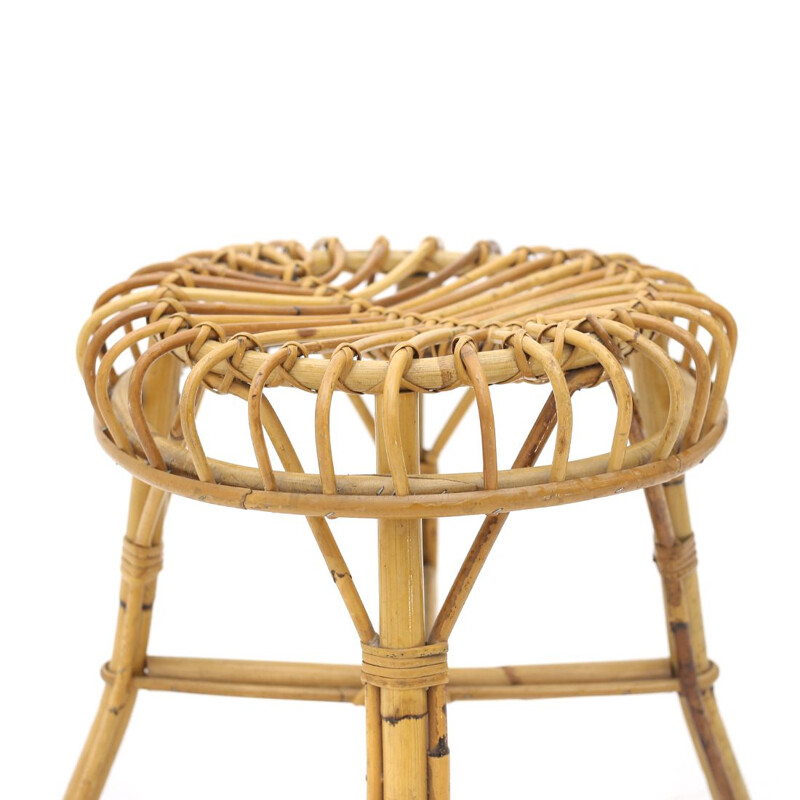 Vintage rattan stool Italy 1960s