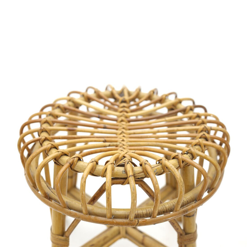 Vintage rattan stool Italy 1960s