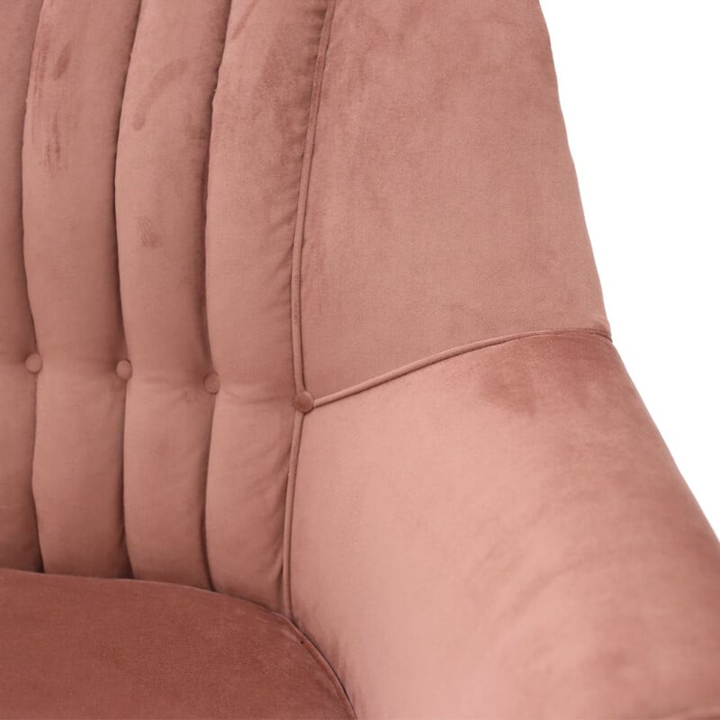 Sofá Vintage 3 lugares sentados em veludo rosa 1950